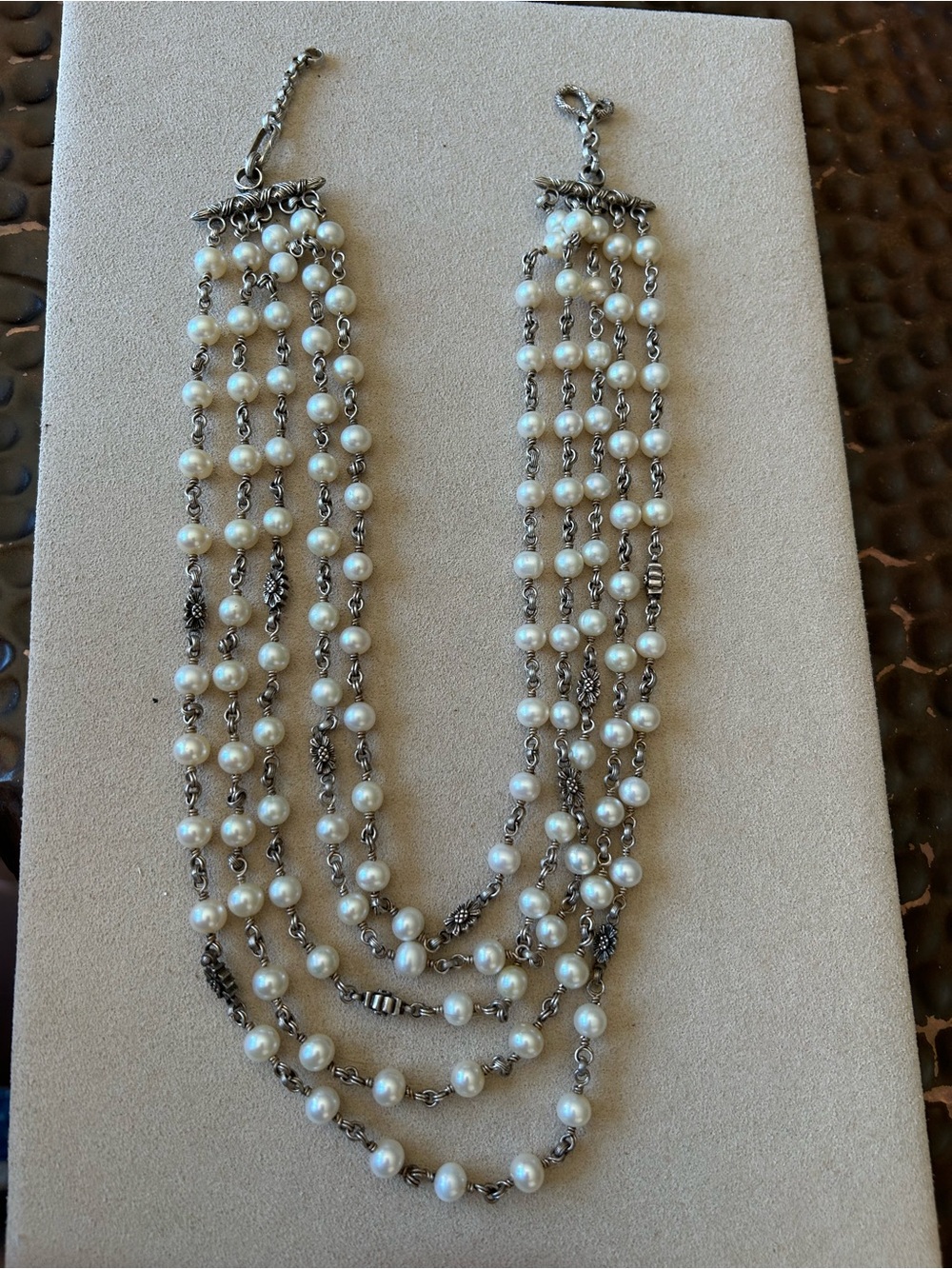 Silpada (retired) Multi-Strand silver and cultured pearl Chain Necklace- 16”